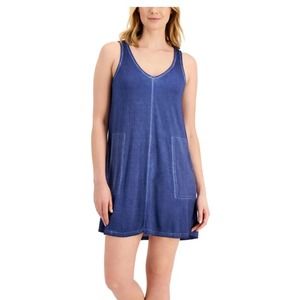 Jenni Sleeveless Tank Chemise Nightgown, Blue, Sz Small S Soft Sleep Dress Pj